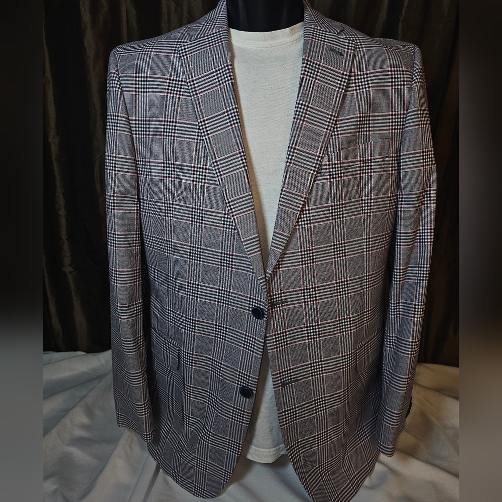 Tommy Hilfiger Red and Gray Sport Blazer with Classic Check